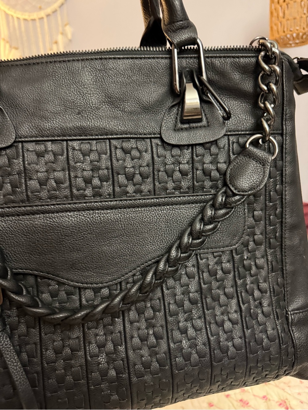 Steve Madden Black Convertible Satchel/Tote - Picture 3 of 10